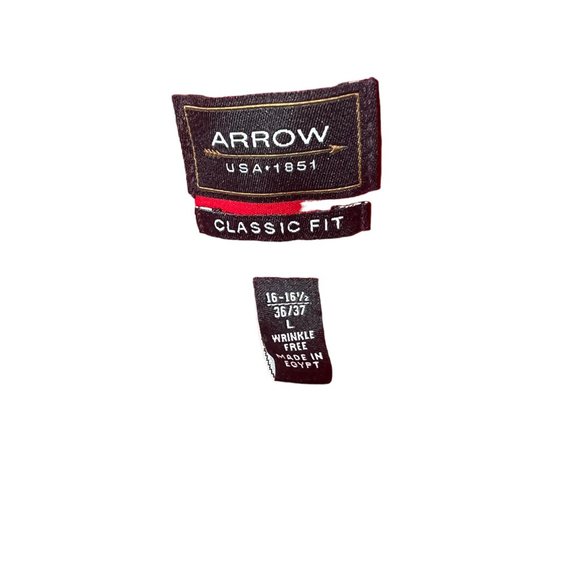 Arrow Long Sleeve Shirt Button Down Collared Button Cuff Red Large - Picture 4 of 12